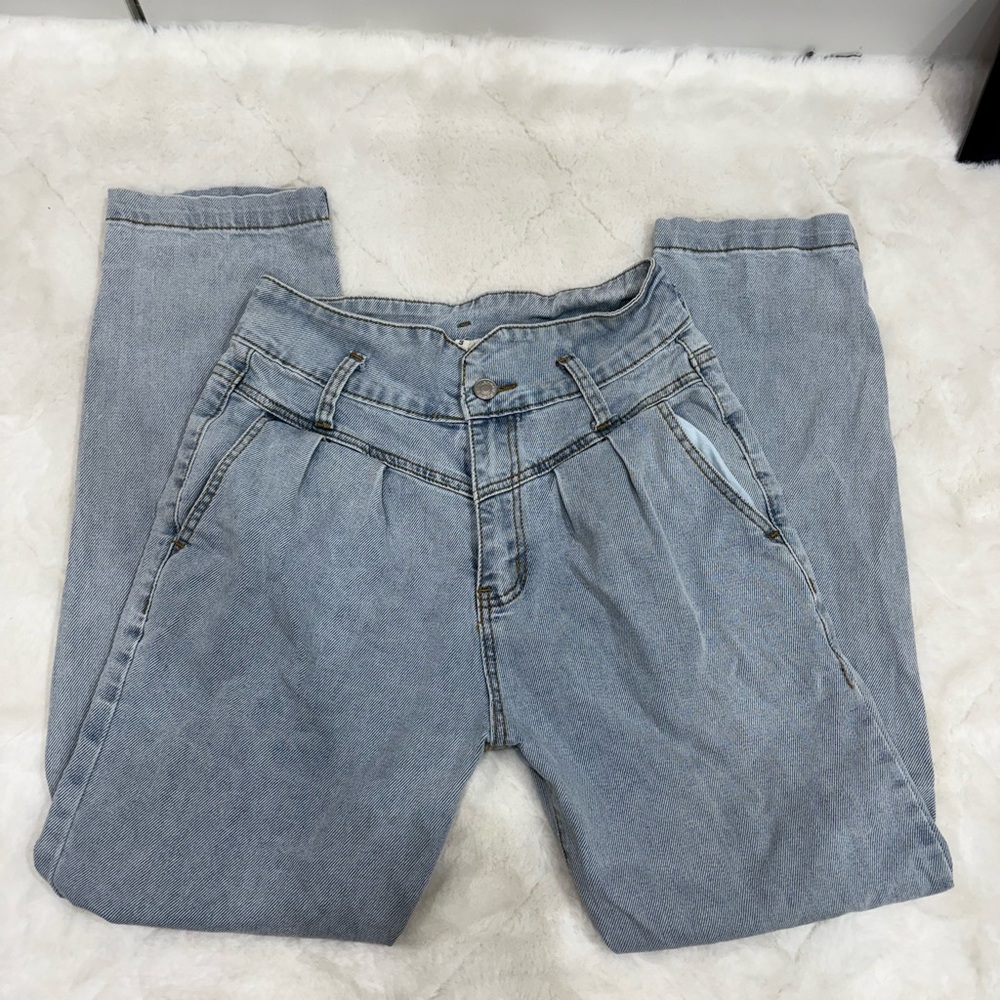 Aaron n Amber Light Blue High Rise Mom Jeans